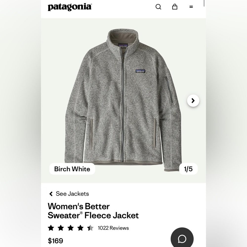 Patagonia Light Gray Heather Full-Zip Fleece